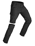 Wespornow Herren Zip-Off-Wanderhose-Abnehmbar-Trekkinghose, Atmungsaktiv Outdoorhose Arbeit Hosen Schnell Trockend Sommer Funktionshose mit 5 Taschen (Schwarz, S)