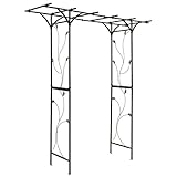 Nexos Rosenbogen Torbogen Rankhilfe Pergola Spalier Tor Rosen Stahl 220x198x70 cm – Metall Durchgang – wetterfest freistehend stabil – schw