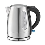 FHTD Wasserkocher 2200W Fast Boil,1.2L Wasserkocher aus gebürstetem Edelstahl, Kabellos,Automatische Abschaltung und Trockengehschutz,T