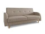 Schlafsofa Kelso - Sofa mit Bettkasten und Schlaffunktion, Bettsofa, Schlafcouch mit Holzfüße, Couch vom Hersteller, Couchgarnitur (Beige (Twist 02))