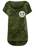 Mi Barrio, Ladies, Frauen, Mädels Bloodline Long Slub Tee Camouflage und Schwarz (Camouflage, 5XL)