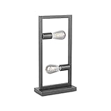 Tischlampe schwarz 2 Flammig, Tischleuchte industrial, Nachttischlampe E27 Fassung, Perfekt geeignet für LED Lampe, DEKRA zertifiziert, Rechteckige Lampenfuß