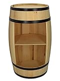 Holzfass Hausbar - Weinschrank im Retro Stil - Weinfass Bar - Weinregal Holz - Holzbar 80cm hoch - Elegante Möbel, Wohnzimmer Deko - Fassbar Stehtisch und Flaschenständer (Naturholz)