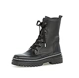 Gabor Damen Combat Boots, Frauen Stiefeletten,Wechselfußbett,Best Fitting,Kurzstiefel,uebergangsschuhe,schwarz (Weiss),40 EU / 6.5 U