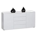 SPICE Sideboard in Hochglanz Weiß - Moderne Kommode mit viel Stauraum für Ihren Wohnbereich - 165 x 80 x 40 cm (B/H/T)