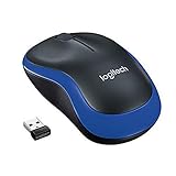 Logitech M185 Kabellose Maus, 2.4 GHz Verbindung via Nano-USB-Empfänger, 1000 DPI Optischer Sensor, 12-Monate Akkulaufzeit, Für Links- und Rechtshänder, PC/Mac - Blau, Englische Verpackung