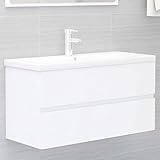 Untertisch Badezimmerschrank, Unterschrank Aufbewahrungsschrank Waschbeckenunterschrank Waschbeckenschrank Weiß 90x38,5x45 cm Spanp