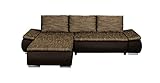 Ecksofa Tokio/Sofa-Ecke mit Federkern und modernen Kontrastnähten/Hochwertiger in Wildlederoptik/Maße: 350x83x200 cm (BxHxT) / Farbe: grau und schw