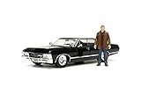 Jada Toys 253255037 Supernatural Dean Winchester, 1967 Chevy Impala Sport Sedan, Türen + Kofferraum + Moterhaube zum Öffnen, Maßstab 1:24, schwarz, One S