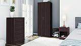 2 Tür Kleiderschrank Kommode Nachttisch Trio Set Schlafzimmermöbel (Farbe: Rustikale Eiche) H