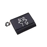 Damen kurze Geldbörse Frauen Geld Geldbörse Kartenhalter Kleine Clutch Tasche Münzbörse Ausweishalter Kreditkartenetui Mädchen Mini Geldbörsen, Schwarz ,