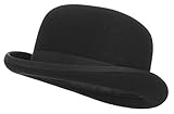 DEMU Herren Melone Wollfilz Trilby Fedora Jazz Kappe Partyhut Fasching Karneval Reiterhut Schwarz Hut Umfang 57