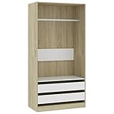 FAMIROSA Kleiderschrank Weiß Sonoma-Eiche 100×50×200 cm Spanplatte-0608