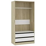 FAMIROSA Kleiderschrank Weiß Sonoma-Eiche 100×50×200 cm Spanplatte-0608