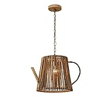 DEORBOB Kreative Chinesische Teekanne Form Kronleuchter Anti-Schimmel Bambus Veranda Dekor Anhänger Beleuchtung Esszimmer Gang Bar Droplight Haushalt E27 Leuchte Schnur Pandant Lamp