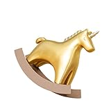 FAVOMOTO Mini Schaukelpferd Deko Harz Golden Einhorn Skulptur Desktop Ornament Spielzeug Büro Zuhause Zimmer Schreibtisch Dekoration Geburtstag