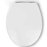 Pipishell Toilettendeckel, WC Sitz mit Absenkautomatik, Quick-Release Funktion für einfach Reinigung, O Form Weiß Toilettensitz mit Verstellbaren Scharnieren,