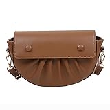 Mode Solid Color Curved Crossbody Taschen Frauen PU Leder Curved Messenger Bags Weibliche Schulter Plissee Street Satchel Handtaschen-3