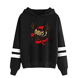 Fanxing Damen Hoodie Weihnachts Drucken Jacke Oversize Vintage Kapuzenpullover Sweatshirt Frauen Freizeit Oberteile Lose Tunika Tops Teenager Mädchen B