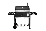 Holzkohlegrill Ontario XXL von EL Fuego® Grill Smoker BBQ Grillwagen Barbecue, mit Thermometer, inkl. Flaschenöffner, mit verchromten Warmhalterost und Ascheauffangbehälter, AY 415