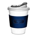 FAIREACH Coffee to Go Becher 340ml / 12oz, Mehrweg Kaffeebecher mit Deckel für Kaffee & Tee, Eco Reisebecher Cafe, BPA-frei, Spülmaschinenfest & Mikrowellengeeignet, Marineb