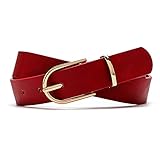 Earnda Damen Kunstleder Chic Gürtel für Damen Jeans, rot, M: Taille 29/32'