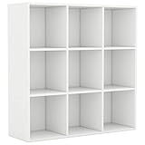 Susany Bücherregal Schrank 98 x 30 x 98 cm aus Spanplatte Mit 9 Fächern,Bücherschrank Aktenregal Bücher Regal Akten Schrank Wandregal,Weiß