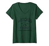 Damen Funny Witches University Salem Massachusetts Hexen Sarcasm T-Shirt mit V