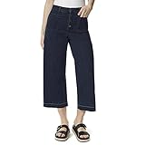 FRAYED Jeans Damen High Rise Wide Leg Crop, Blaues Wildleder,