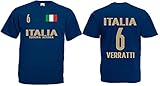 Italien-Italia Verratti Herren T-Shirt EM 2020 Trikot Look Style Squadra Dunkelblau L