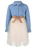 Agoky Kinder Mädchen Kleid Festlich Pailletten Sterne Langarm Partykleid Glitzer Glänzend Rundhals Farbverlauf Baumwolle Mesh Tüll Spleiß Tutu Rock Elegant Beige B 80-92