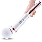 MANFLY Handheld Massagegerät Vibration, Kabellos Silikon Massager Wand mit 5 * 10 Vibrationsmodi, Massagestab für Nacken, Schultermuskeln und Nacken, USB wiederaufladbar (Weiß)