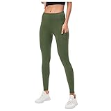 Sportleggins Damen Lang High Waist Warm Yoga Hose Push Up Leggings Thermo Leggings Outdoor Sporthose Fitness Hose Tank Top Langarm atmungsaktiv Pants Tee T-Shirt Blickdicht weiche L