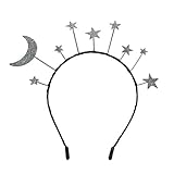 Holibanna Pailletten Haareif Glitzer Mond Haarband Stern Stirnband für Halloween Party Hochzeit Geburtstag Kostüm Cosplay (Silber)