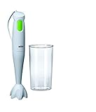 Braun Multiquick 1 MQ 100 Soup Stabmixer | Pürierstab mit 450 W Leistung | Kompakt und mit einer Hand zu bedienen | SplashControl Spritzschutz | Inkl. Mix- und Messbecher | Grau/Weiß