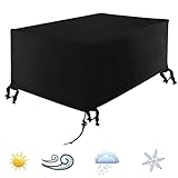 Xiliy Schutzhülle für Tisch Stühle Sitzgruppen Sitzgarnituren Gartenmöbel Rechteck Polyester Abdeckung 242 x 162 x 100