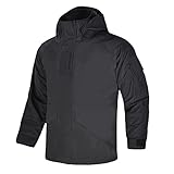 Taktische Jacke Herren Winter Camouflage dicke Wasserdichte Windjacke Armee Parka Mantel Military Kapuzenjacke Herrenstil - SCHWARZ,L (70-80KG)