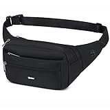 Bauchtasche wasserdichte Gürteltasche Damen und Herren für Handy bis 6.8 Zoll, Hüfttasche Sport Running Camping Fahrrad Reisen Joggen Laufen Laufgürtel (Schwarz)
