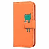 KELISI Samsung Galaxy S7 Edge(5.5 Zoll) Hülle,Leder Klappbar Handyhülle Frosch Muster TPU Leder Flip Case mit [Kartenfäche][Magnetisch][Stand Funktion],Orang