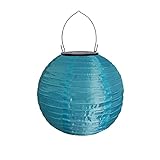 Newmybest 3PC LED Solarlaterne für Außen Hängend Gartenleuchte Solar Lampions 20cm Solar Lantern Solarlampen Solarleuchten Wasserdicht Gartenlaterne Garten Deko Papierlampen (Blau, 3)