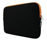 Emartbuy® Schwarz/Orange Wasserdicht Neopren weicher Reißverschluss Kasten Abdeckung Sleeve mit Orange Interior Passend für Odys Fusion Win 12 Pro 2 in 1 Covertible PC 11.6 Zoll (11.6-13.3 Zoll)