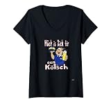 Damen Hück is Zick för een Kölsch Kölner Karneval Kostüm Köln T-Shirt mit V