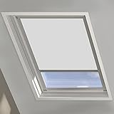 Lospitch Dachfenster Verdunkelungsrollo Grau Thermo-Rollo, 100% Verdunkelung, Silberne Seitenschienen, für VELUX Fenster Systeme Dachfenster GGL, GPU, GTU, GXU, GHU(48.3x73cm, F04)