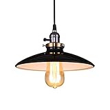 Lightess E27 Retro Vintage Pendelleuchte Industrial Metall Hängelampe Schwarz Deckenleuchte Suspension Hängeleuchte Industrie Lampenschirm für Esszimmer Esstisch Flur Restaurant Wohnzimmer Café