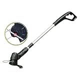 Akku Rasentrimmer, DOLLAYOU Lightweight Garten Elektro Rasentrimmer mit Rechargeable 2,0 Ah Akku, Ladegerät, Teleskopierbar Griff, 1 Stück Metall Messer (Schwarz)