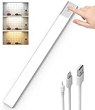 SOAIY LED 40CM dimmbare wiederaufladbare Unterbauleuchte mit Touchsensor 3000mAh Akku Schrankleuchte Touch Lampe Küche 3 Lichtwärme magnetische Lichtleiste für Küchenschrank Kleiderschrank B