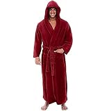 GAOHONGMEI Herren-Bademantel mit Kapuze, weiches Flanell, Winterwärmer, Hausmantel für Lounge/Nachtwäsche, Größe 06-XL