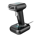 Fesjoy Barcodelesegerät, Hochgeschwindigkeits-Barcode-Scanner 1D / 2D / QR-Code-Scanner BT Wireless- und USB-Barcode-Leser mit Multifunktionsbasis Kompatibel mit Windows Android Linux Mac iO