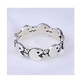 NJKM Offener Fingerring S925 Silberthema Smiley Gesicht Männer Und Frauen Öffnen Verstellbare Retro Silber Ringgeschenke for Liebhaber Silber, Einstellbare Öffnung