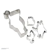 Dr. Oetker Ausstecher-Set DieMaus, langlebige Maus-, Elefanten- & Enten-Form, Riesen-Ausstecher als Backrahmen nutzen, Tiereausstecher aus hochwertigen Edelstahl (Farbe: Silber), Menge: 1 x 4er S